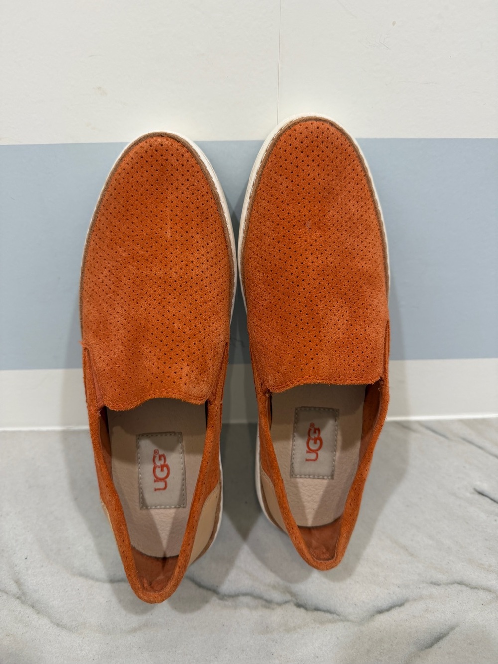 UGG Adley Orange Suede Slip-On Sneakers Size 7